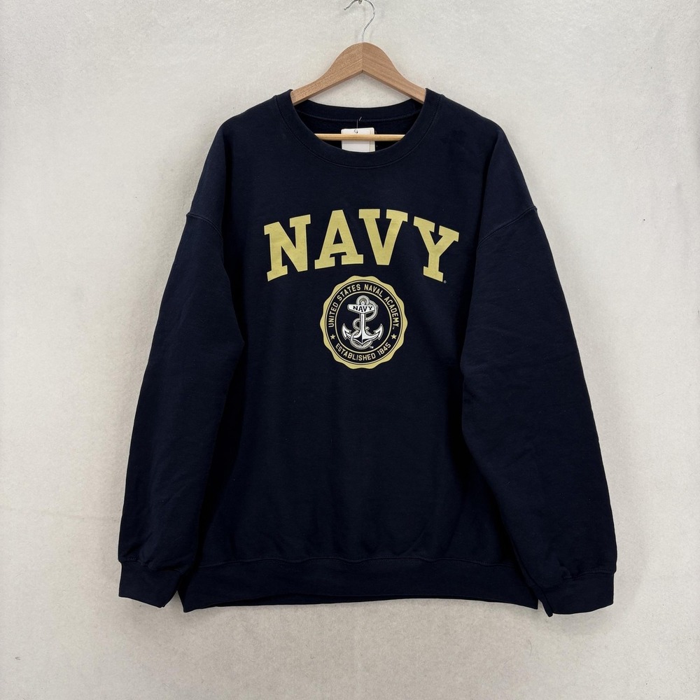 Navy Midshipmen Sweatshirt Mens XL Blue NCAA Football Barnesmith Fleece Pullover